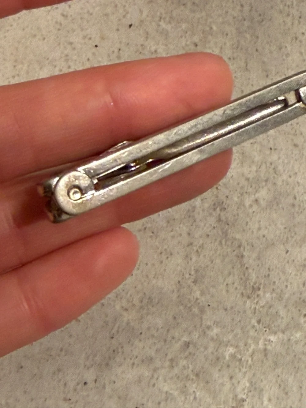 Vintage swank art deco Silver Metal Art Tie bar money clip